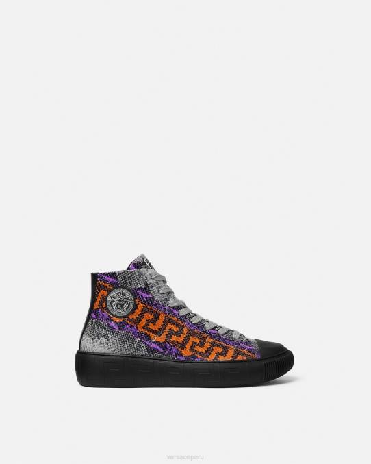Versace zapato hombres zapatillas con estampado Greca de pitón 6BPV1554 un color