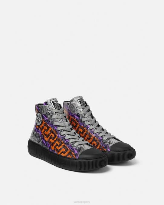 Versace zapato hombres zapatillas con estampado Greca de pitón 6BPV1554 un color