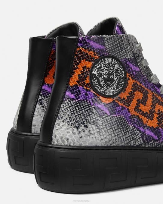 Versace zapato hombres zapatillas con estampado Greca de pitón 6BPV1554 un color