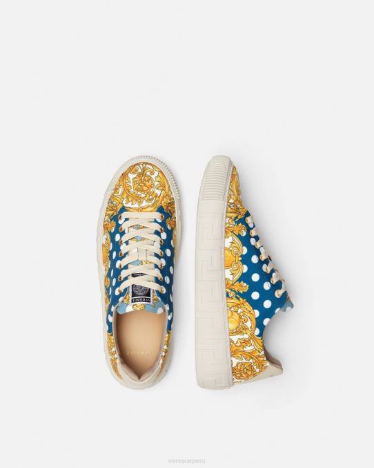Versace zapato hombres zapatillas con greca barroca y concha 6BPV1516 imprimir