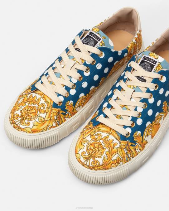 Versace zapato hombres zapatillas con greca barroca y concha 6BPV1516 imprimir