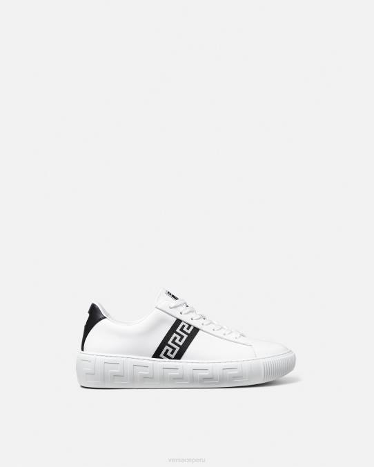 Versace zapato hombres zapatillas con grecas 6BPV1551 blanco negro