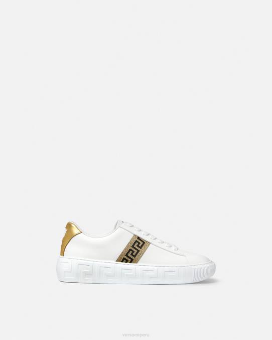 Versace zapato hombres zapatillas con grecas 6BPV1552 Oro blanco