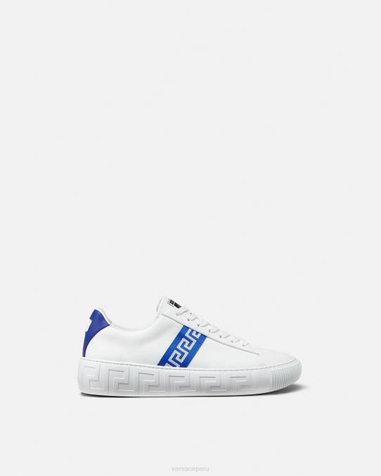 Versace zapato hombres zapatillas con grecas 6BPV1558 azul blanco