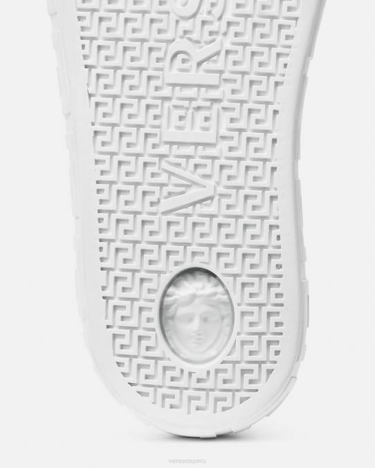 Versace zapato hombres zapatillas con logo Greca 6BPV1549 Oro blanco