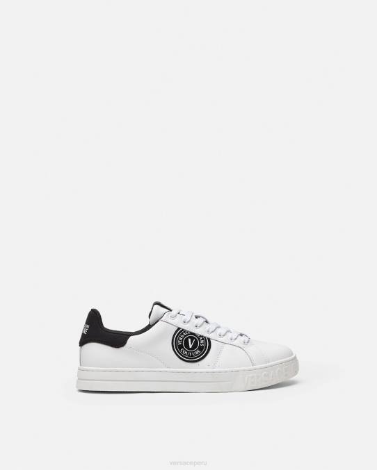 Versace zapato hombres zapatillas con logo y emblema en V Court 88 6BPV2452 blanco negro