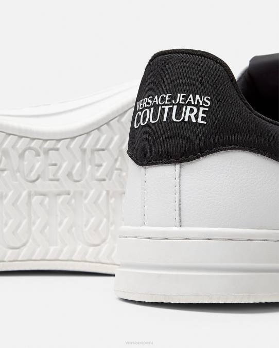 Versace zapato hombres zapatillas con logo y emblema en V Court 88 6BPV2452 blanco negro
