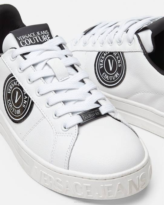 Versace zapato hombres zapatillas con logo y emblema en V Court 88 6BPV2452 blanco negro