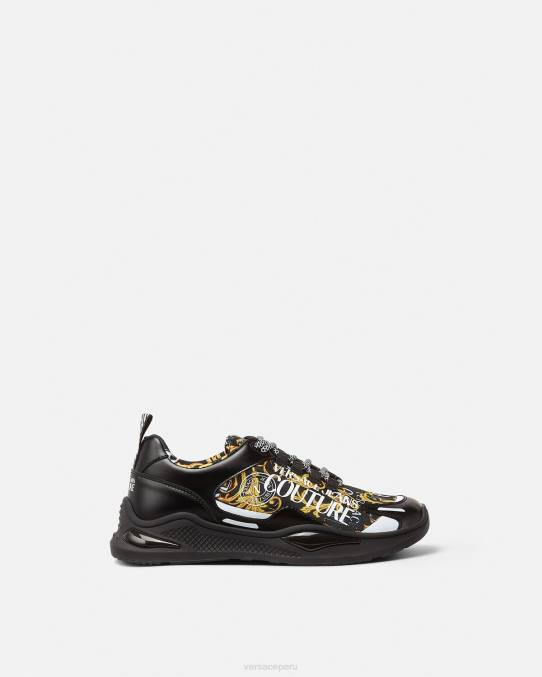 Versace zapato hombres zapatillas de alta costura con logo Levion 6BPV2457 oro negro