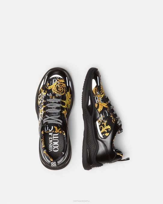 Versace zapato hombres zapatillas de alta costura con logo Levion 6BPV2457 oro negro