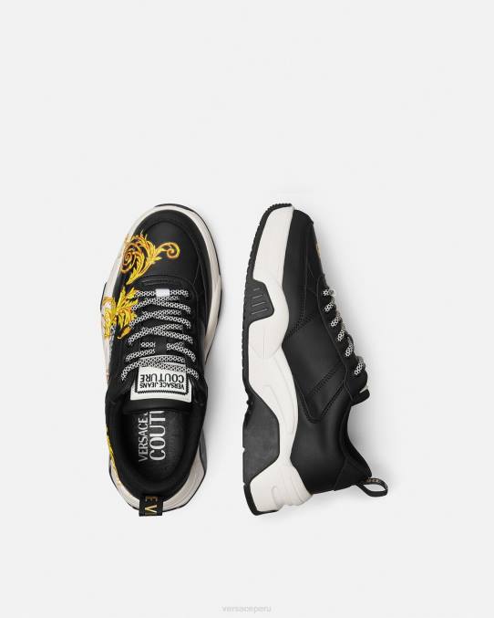 Versace zapato hombres zapatillas de alta costura con logo Stargaze 6BPV2462 oro negro