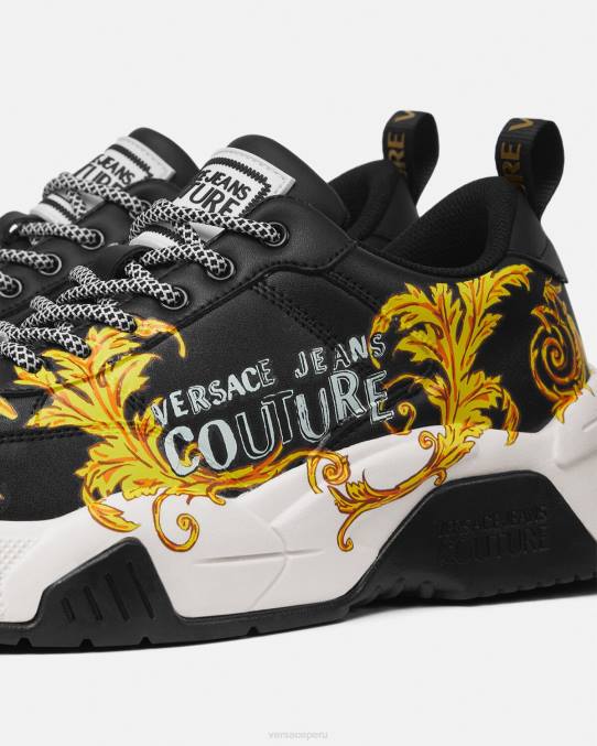 Versace zapato hombres zapatillas de alta costura con logo Stargaze 6BPV2462 oro negro