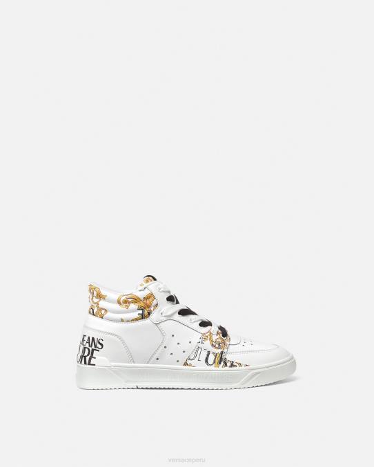 Versace zapato hombres zapatillas de alta costura con logo Starlight 6BPV2463 oro y blanco