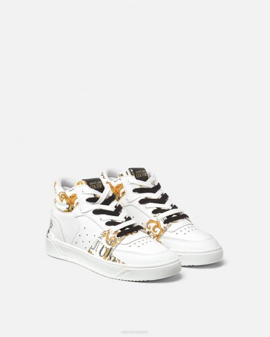 Versace zapato hombres zapatillas de alta costura con logo Starlight 6BPV2463 oro y blanco