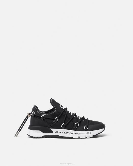 Versace zapato hombres zapatillas dinámicas 6BPV2445 negro y estampado