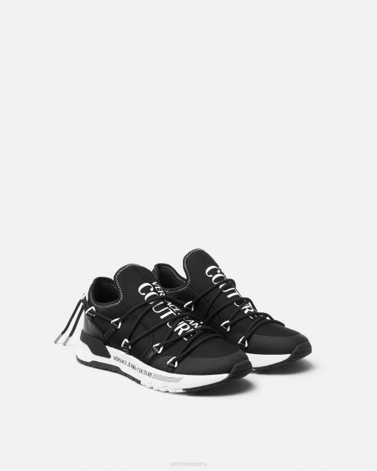 Versace zapato hombres zapatillas dinámicas 6BPV2445 negro y estampado