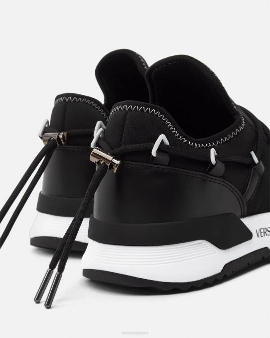 Versace zapato hombres zapatillas dinámicas 6BPV2445 negro y estampado