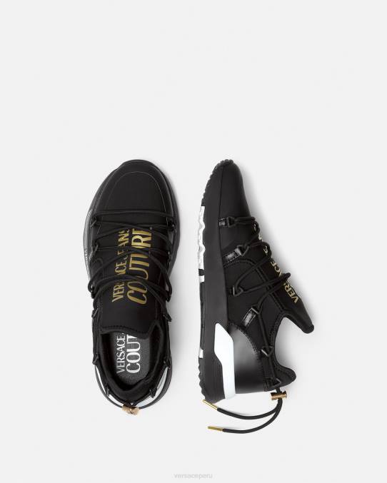 Versace zapato hombres zapatillas dinámicas 6BPV2446 oro negro