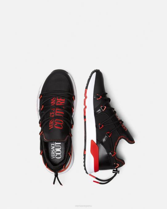 Versace zapato hombres zapatillas dinámicas 6BPV2454 negro y rojo