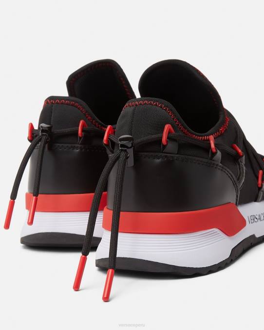 Versace zapato hombres zapatillas dinámicas 6BPV2454 negro y rojo