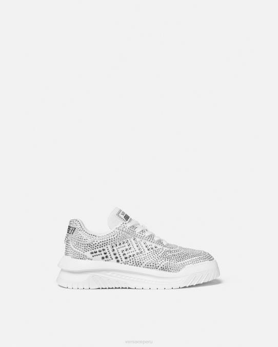 Versace zapato hombres zapatillas odissea con cristales 6BPV1534 blanco