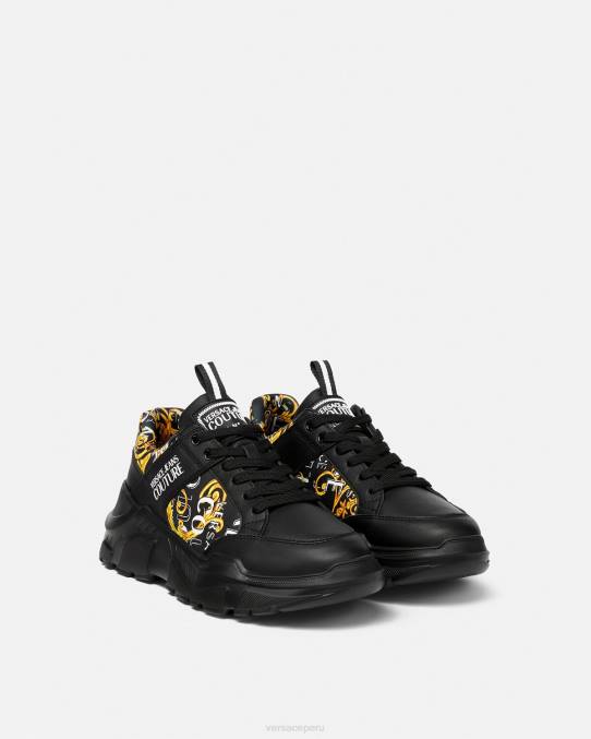 Versace zapato hombres zapatillas speedtrack de alta costura con logo 6BPV2460 oro negro