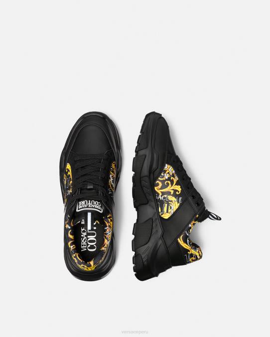 Versace zapato hombres zapatillas speedtrack de alta costura con logo 6BPV2460 oro negro