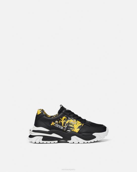 Versace zapato hombres zapatillas trail trek de alta costura con logo 6BPV2466 oro negro