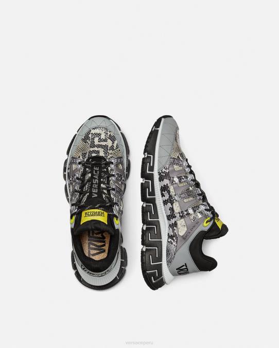 Versace zapato hombres zapatillas trigreca con estampado de pitón 6BPV1543 negro y estampado