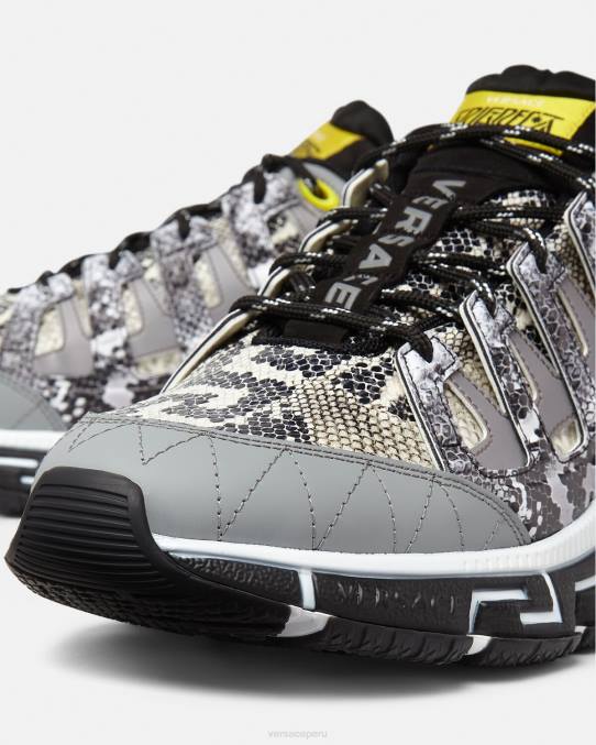 Versace zapato hombres zapatillas trigreca con estampado de pitón 6BPV1543 negro y estampado