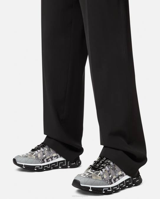 Versace zapato hombres zapatillas trigreca con estampado de pitón 6BPV1543 negro y estampado