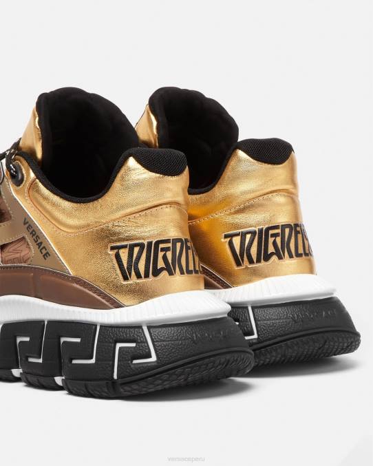 Versace zapato hombres zapatillas trigrecas 6BPV1512 marrón y dorado