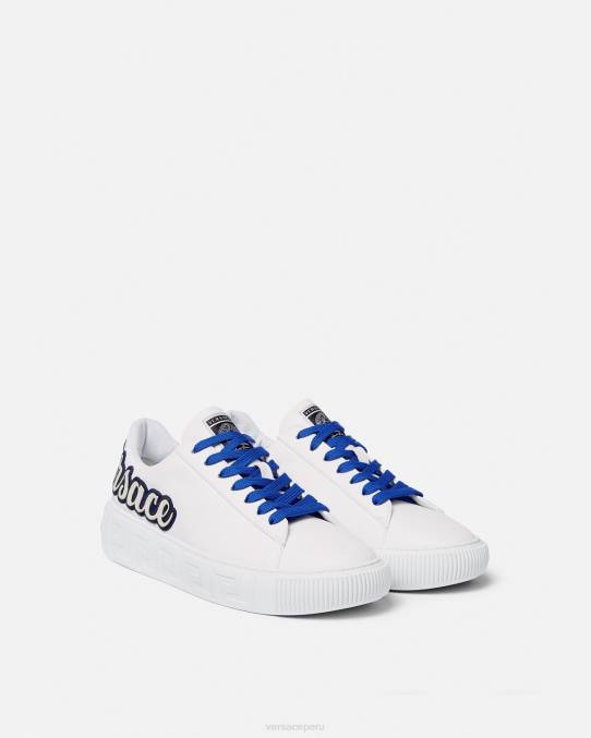 Versace zapato hombres zapatillas universitarias con greca 6BPV1557 un color