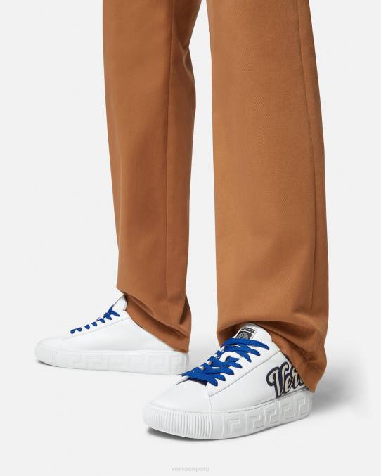 Versace zapato hombres zapatillas universitarias con greca 6BPV1557 un color