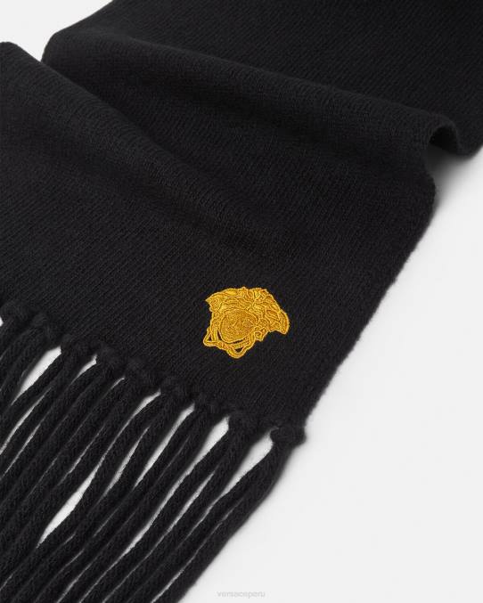 Versace accesorios mujer bufanda de cachemira con bordado de Medusa 6BPV928 negro
