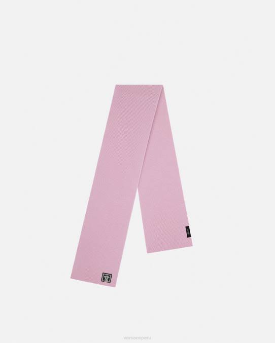 Versace accesorios mujer bufanda de canalé de lana con medusa 6BPV904 Rosa claro