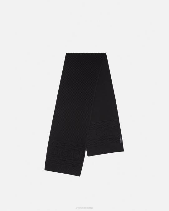 Versace accesorios mujer bufanda de punto con logo de la greca 6BPV926 negro