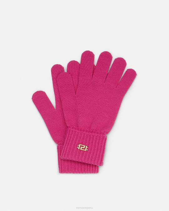 Versace accesorios mujer guantes de punto con greca 6BPV876 fucsia