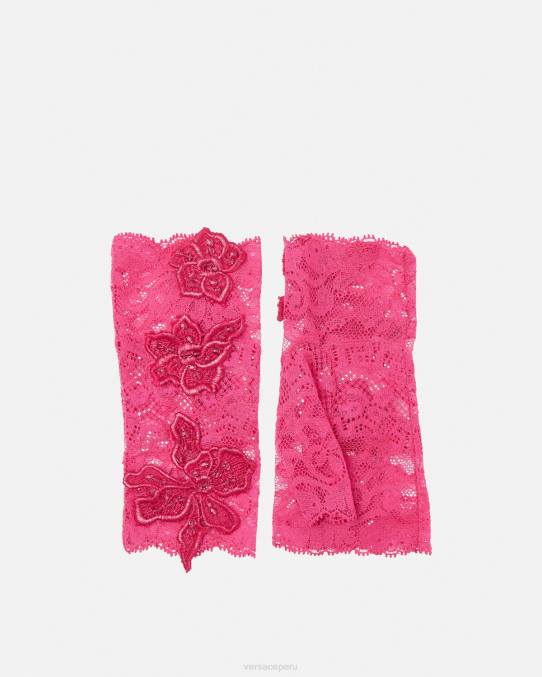 Versace accesorios mujer guantes sin dedos con encaje bordado 6BPV913 rosa