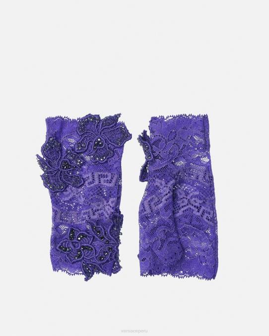 Versace accesorios mujer guantes sin dedos con encaje bordado 6BPV915 Violeta