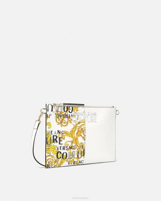 Versace accesorios mujer bolsa de alta costura con logo 6BPV2348 oro y blanco