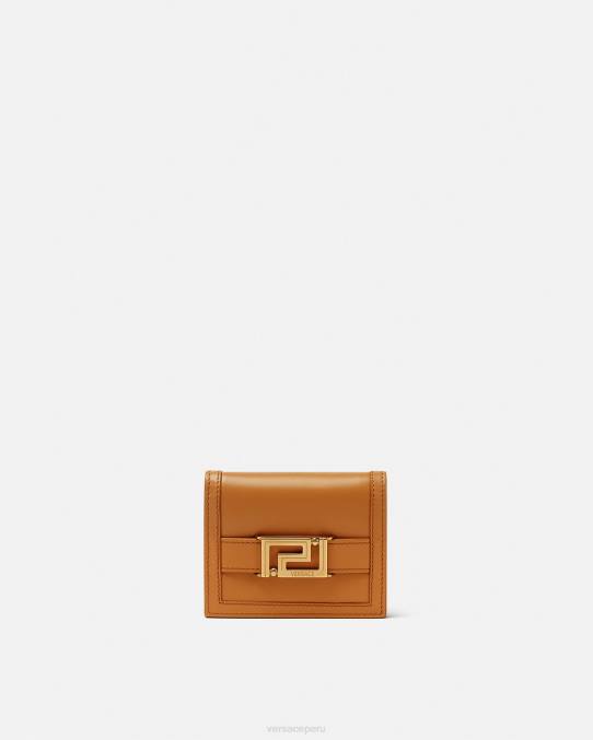 Versace accesorios mujer cartera plegable con Greca Diosa 6BPV555 caramelo