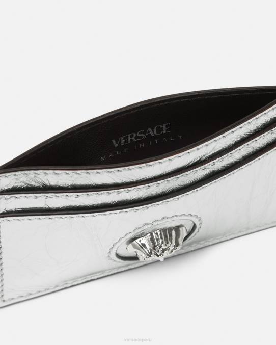 Versace accesorios mujer tarjetero metalizado con medusa 6BPV570 gris