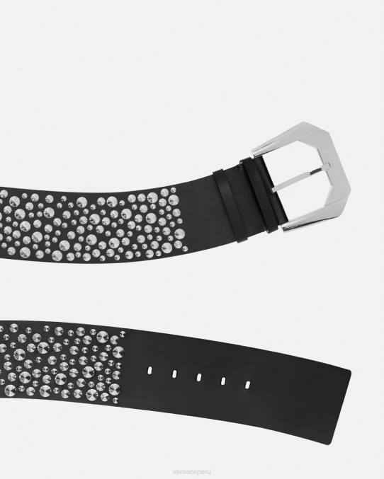 Versace accesorios mujer cinturón ancho con diseño de medusa y detalle de pinchos 6BPV548 negro