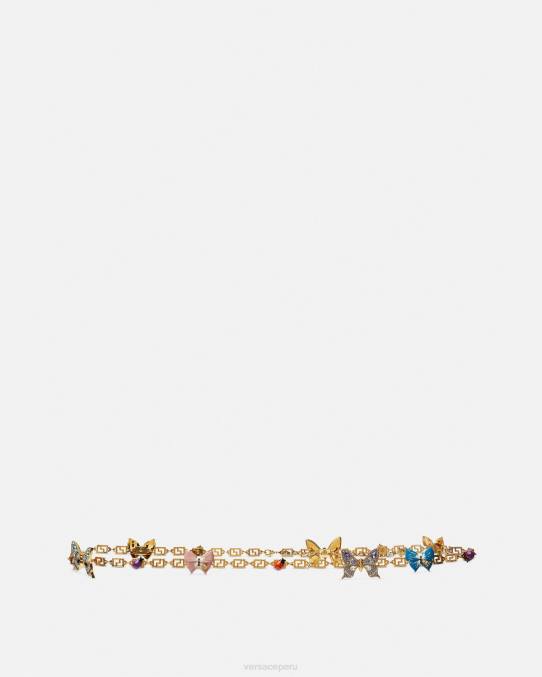 Versace accesorios mujer cinturón con cadena Greca y mariposas de cristal 6BPV513 oro