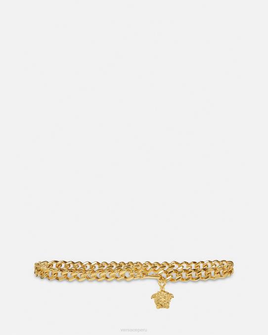 Versace accesorios mujer cinturón con cadena de medusa 6BPV544 oro