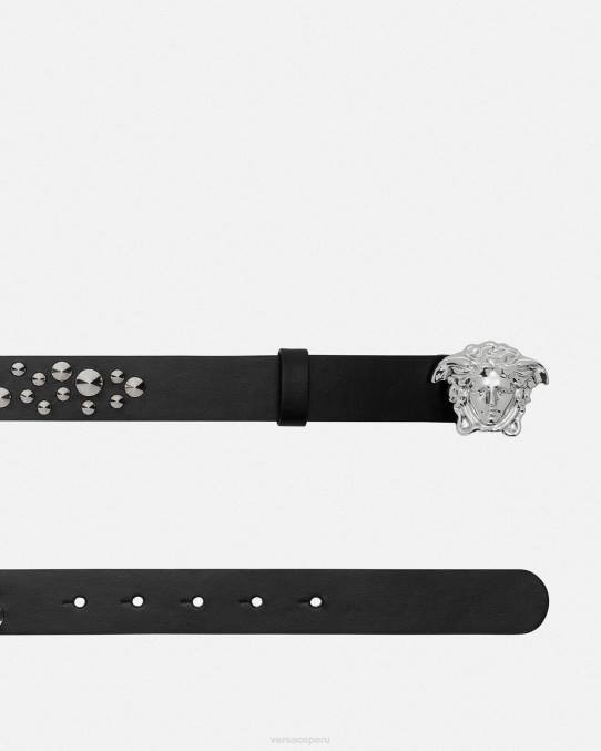 Versace accesorios mujer cinturón con motivo de medusa y pinchos 6BPV545 negro