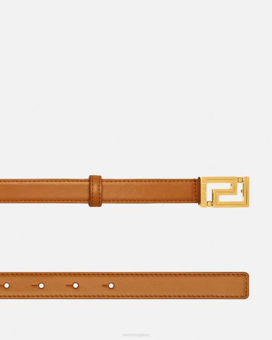 Versace accesorios mujer cinturón de cuero con diosa Greca 6BPV514 caramelo