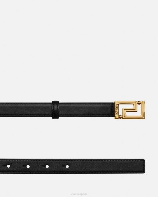 Versace accesorios mujer cinturón de cuero con diosa Greca 6BPV515 negro