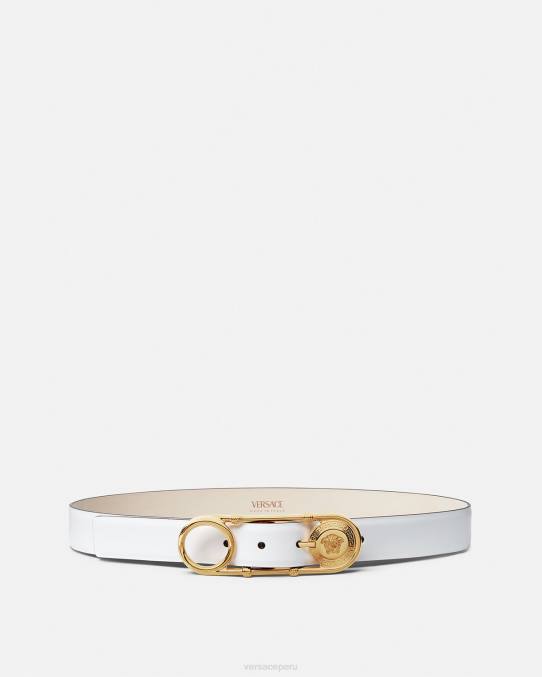 Versace accesorios mujer cinturón de cuero con imperdible 6BPV537 blanco